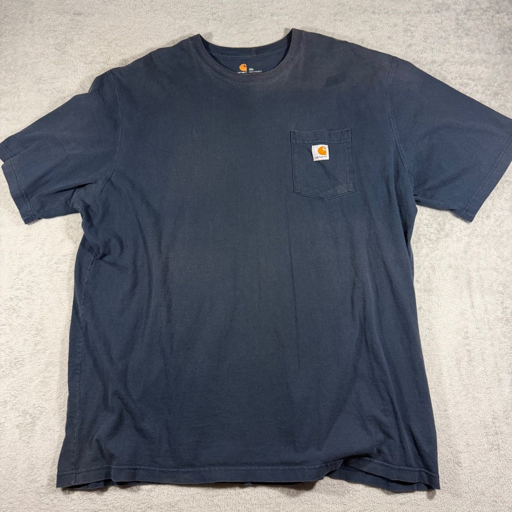 Carhartt Pocket T-Shirt Mens 3XL Navy Blue Original Fit Short Sleeve Tee